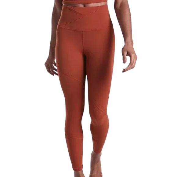 Athleta It's A Wrap 7/8 Tight Warm Orange Perforated High Rise Leggings Size 1X - Picture 1 of 5